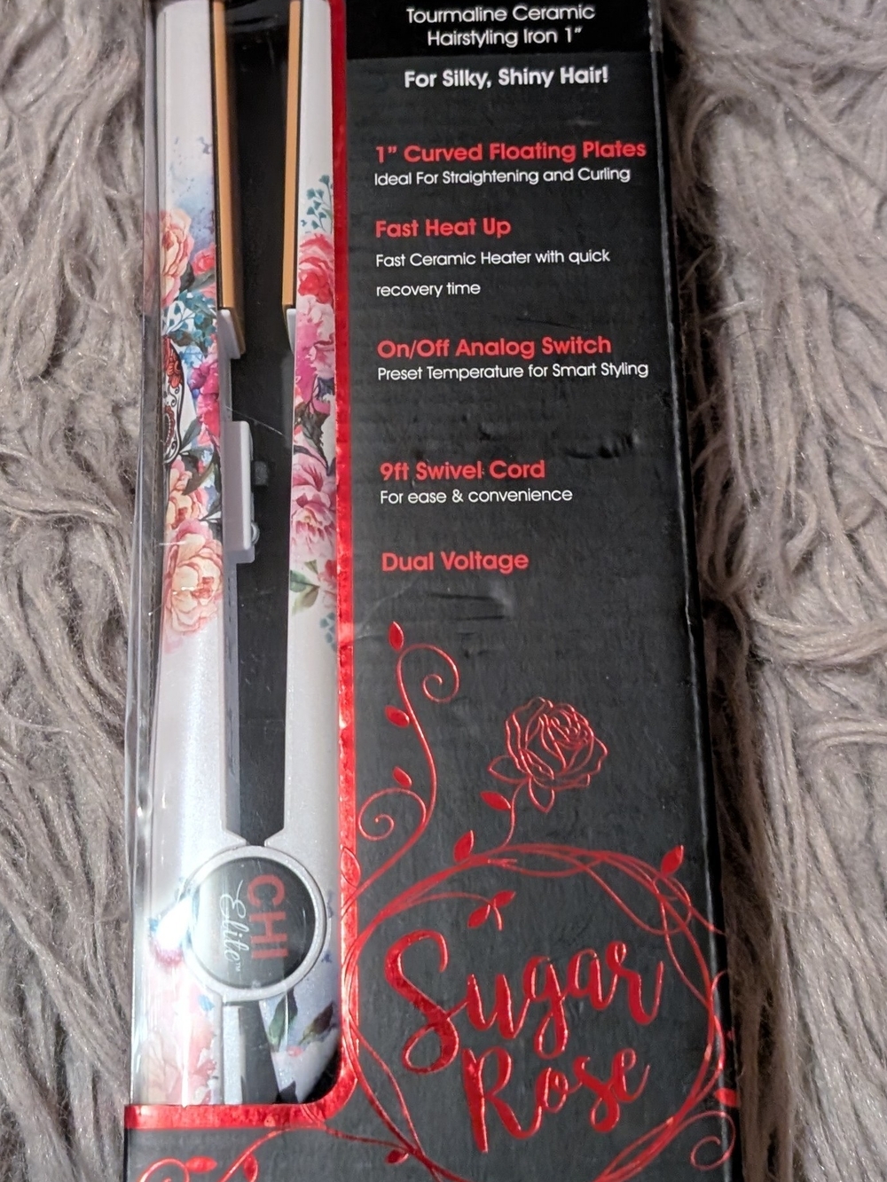 Sugar Rose Floral 1" Ceramic Hairstyling Iron - White/Pink